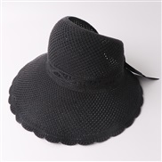 ( black)knitting hat lady summer sunscreen bow big sunscreen Outdoor sun hat