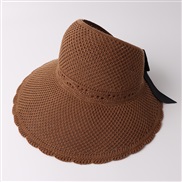 ( one size)( lattice)knitting hat lady summer sunscreen bow big sunscreen Outdoor sun hat