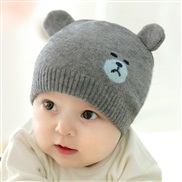 ( one size)( Single hat   gray)Korea autumn Winter knitting child hat samll woolen Baby hats Baby hat