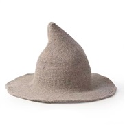 (56-58cm)( khaki)occidental style hat color knitting woman wool