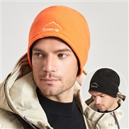 ( orange)autumn Winter hat man Outdoor leisure Double surface bag head wind warm