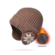 ( Khaki)Winter warm knitting woolen man velvet thick hat woman Korean style Outdoor bag head
