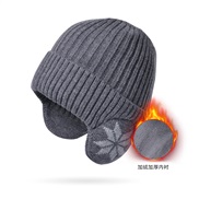 (Dark gray)Winter warm knitting woolen man velvet thick hat woman Korean style Outdoor bag head