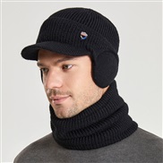 ( black)Winter warm hat set velvet woolen man style occidental style hedging knitting