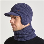 ( blue )Winter warm hat set velvet woolen man style occidental style hedging knitting