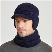 ( Navy blue)Winter warm hat set velvet woolen man style occidental style hedging knitting