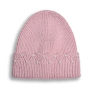 ( Pink)occidental style woolen autumn Winter Korean style fashion Pearl hedging woman warm knitting hat