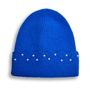 ( blue)occidental style woolen autumn Winter Korean style fashion Pearl hedging woman warm knitting hat