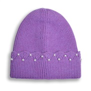 (purple)occidental style woolen autumn Winter Korean style fashion Pearl hedging woman warm knitting hat