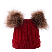 ( red)Double twisted knitting hat  Autumn and Winter warm hedging child