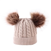 ( one size)( Khaki)Double twisted knitting hat  Autumn and Winter warm hedging child