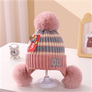 ( Fit 1-6 years old)( Pink)Baby hat autumn Winter knitting lovely child woolen Korean style man samll