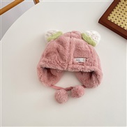 ( one size  Fit 1-5 years old)(  Pink)cartoon Baby hat Winter lovely velvet cotton Winter warm child