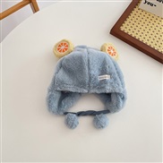 ( one size  Fit 1-5 years old)(  blue)cartoon Baby hat Winter lovely velvet cotton Winter warm child