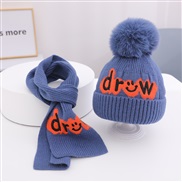 ( Fit1-6 years old children)( Navy blue)Baby hat Autumn and Winter man woolen woman knitting embroidery child hat