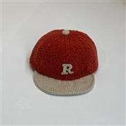 ( Fit3-24 Months)(R  red )Baby hat autumn Winter samll cap sheep velvet baseball cap man woman all-Purpose Word hat