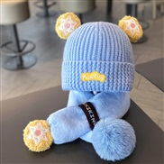 ( Fit6-36 Months)(Suit    blue)Baby hats two Autumn and Winter lovely super woman knitting warm man child woolen