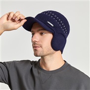 ( Navy blue)Winter velvet man hedging baseball cap Outdoor warm knitting woolen