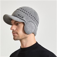 ( Light gray)Winter velvet man hedging baseball cap Outdoor warm knitting woolen