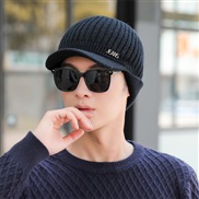 ( one size)( black) hat man style cap short knitting man baseball cap high pure color warm wool