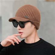 ( one size)( khaki) hat man style cap short knitting man baseball cap high pure color warm wool