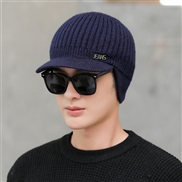( one size)( Navy blue) hat man style cap short knitting man baseball cap high pure color warm wool