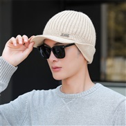 ( one size)( Beige) hat man style cap short knitting man baseball cap high pure color warm wool