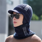 ( one size)( Navy blue)Winter man knitting fashion all-Purpose hedging Outdoor wind warm hat