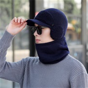 ( one size)(Suit   Navy blue)thick knitting woolen Winter velvet hat man Outdoor Korean style warm wind man cotton