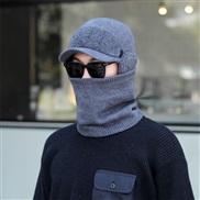 ( one size)(Suit  Dark gray)thick knitting woolen Winter velvet hat man Outdoor Korean style warm wind man cotton
