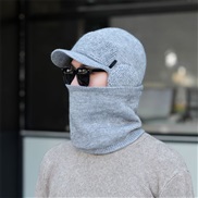 ( one size)(Suit   Light gray)thick knitting woolen Winter velvet hat man Outdoor Korean style warm wind man cotton