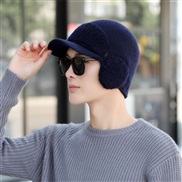 ( one size)( Single hat   Navy blue)thick knitting woolen Winter velvet hat man Outdoor Korean style warm wind man cott