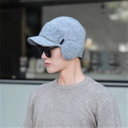 ( one size)( Single hat   Light gray)thick knitting woolen Winter velvet hat man Outdoor Korean style warm wind man cot