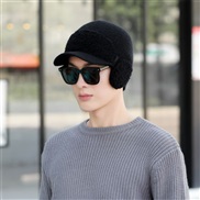 ( one size)( Single hat   black)thick knitting woolen Winter velvet hat man Outdoor Korean style warm wind man cotton