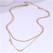 fashion sweetOL love snake chain titanium steel Double layer necklace