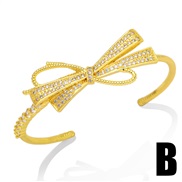 (B)retro bow bangle fully-jewelled geometry love opening banglebrg