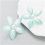 (green ) Korean style creative color small fresh Alloy flowers earrings woman all-Purpose earring star same style earri