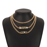 ( Gold)occidental style exaggerating chain babygirl Word necklace punk