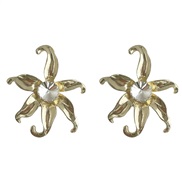 ( Gold)Metal textured flowers earrings brief diamond sun flower ear stud