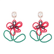 ( Color)personality samll flower Alloy diamond beads flowers earrings woman Earring occidental style