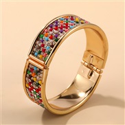 ( Color)occidental style creative opening geometry exaggerating width Rhinestone bangle woman ins trend personality