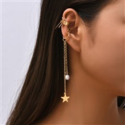 ( Gold)occidental style long style Pearl star woman ins trend samll earrings