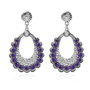 (purple)Bohemian style retro geometry hollow earring  occidental style fashion drop earrings F