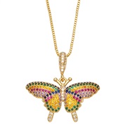 ( Color)occidental style embed color zircon butterfly necklace womanins personality samll all-Purpose clavicle chainnkb