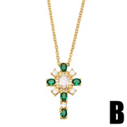 (B) high zircon Pearl cross pendant necklace samll fashion all-Purpose clavicle chainnkb