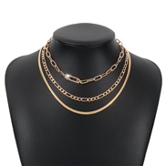 ( Gold)occidental style  multilayer embed fashion chain personality retro exaggerating necklace