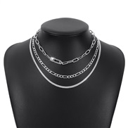 ( White K)occidental style  multilayer embed fashion chain personality retro exaggerating necklace