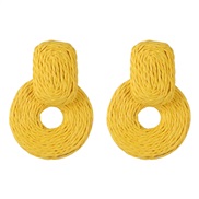 ( yellow)retro exaggerating big circle earrings  handmade establishment twining geometry