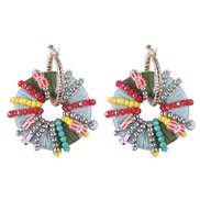 (grey color ) creative handmade surround ethnic style arring  ornament circle Modeling earrings