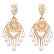 ( Gold)retro occidental style wind multilayer Alloy embed Pearl earrings woman palace wind Earringearrings